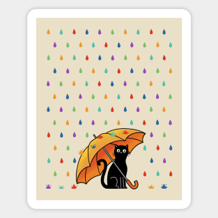 Cat and rain Magnet